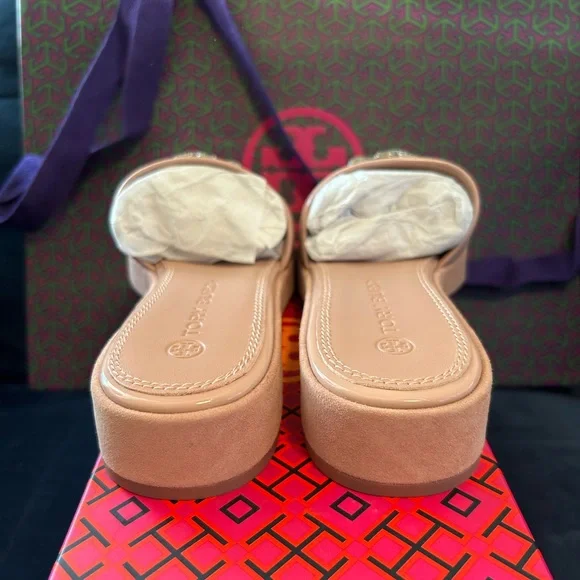 NIB 𝐓𝐎𝐑𝐘 𝐁𝐔𝐑𝐂𝐇 Eleanor Crystal Embellished Leather Slides; Meadowsweet - Picture 5 of 8
